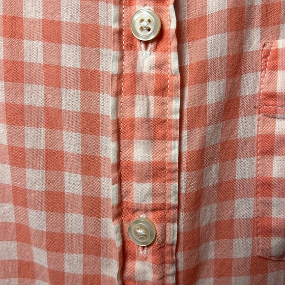 J. Crew Gingham Long Sleeve Cotton Button Down Top Size Small Coral & White - Picture 4 of 7